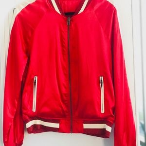 Womens Satin Vintage Bomber Jacket